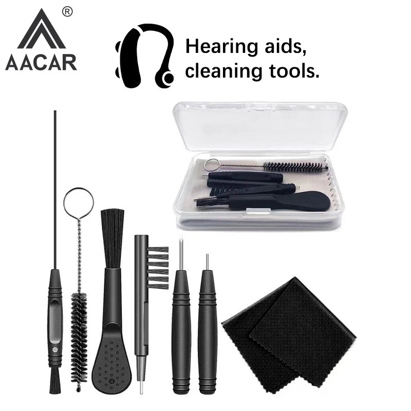 

7Pcs/set Hearing Aid Cleaner Kits Hearing Aid Cleaning Tool Cleaning Brushes Dry Wipe Anti-static Cloth Dust Transparent Box