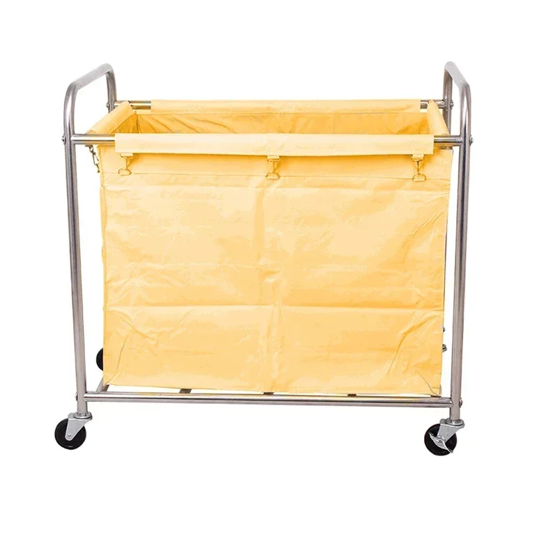 1pc Linen Trolley Hotel Guest Room Service Trolley Stainless Steel Trolley Laundry Dry Cleaner