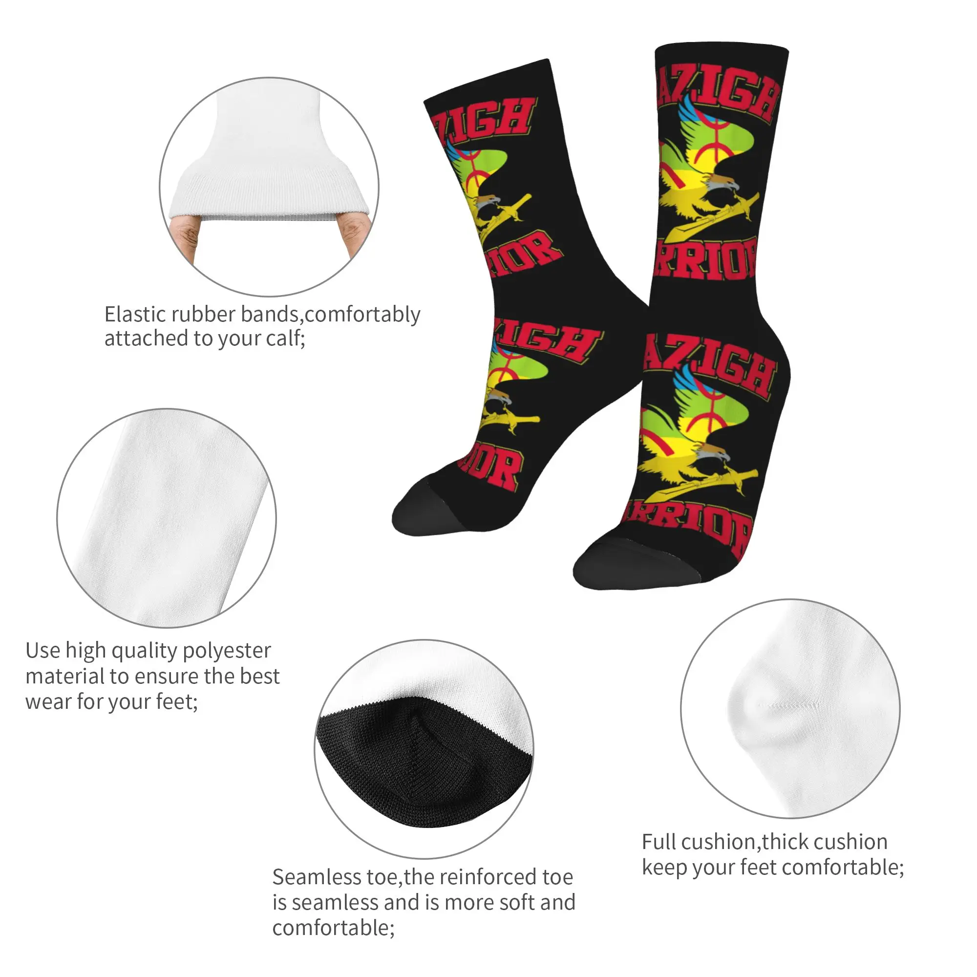Novelty Men's Amazigh Warrior Kabyle Berber Amazigh Gift Dress Socks Unisex Warm Comfortable Geometry Carpet Berber Crew Socks