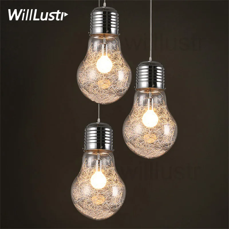 Mega Bulb Pendant Lamp Clear Glass Gold Silver Filament Suspension Light Dining Room Kitchen Bar Cafe Hanging Ceiling Chandelier