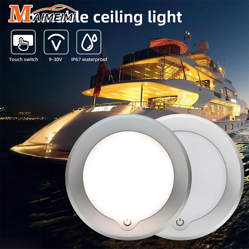 RV Telhado Cabine Luz, 12V, 24V, 95x15mm, Touch Dimming, Lâmpada Interior Marinha, Carro Camping Trailer Luzes LED, Auto Acessórios