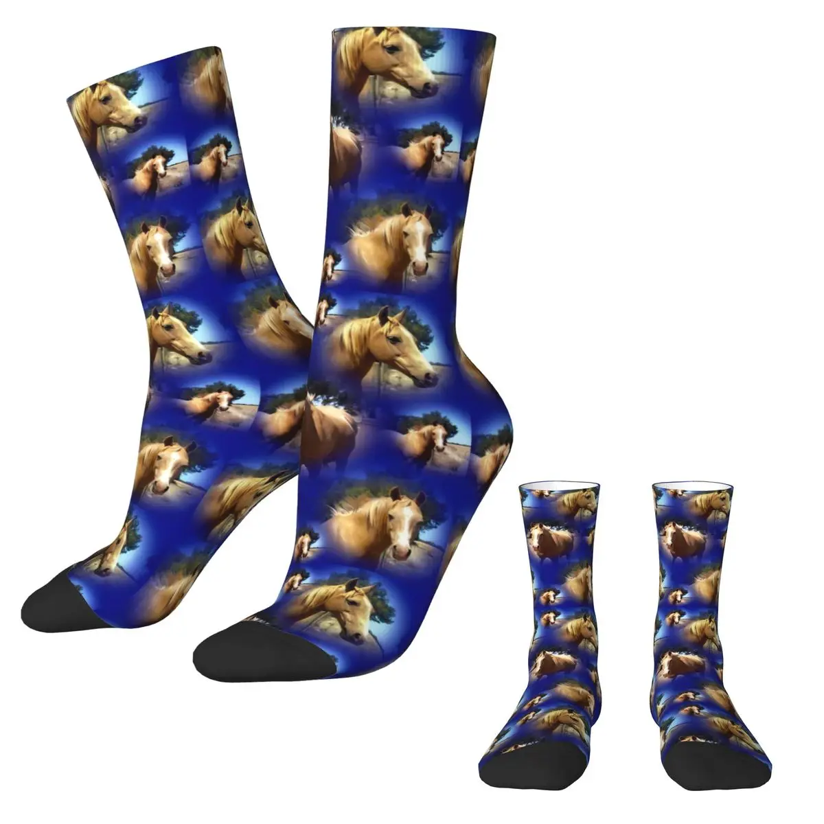 Palomino Horse Stockings Animal Print Graphic Leisure Socks Winter Anti Skid Socks Women Men Skateboard Breathable Socks