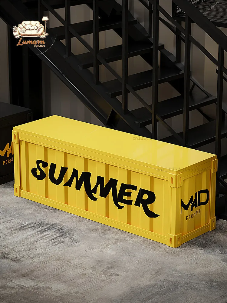Industrial style shoe changing bench bench milk tea shop cafe container storage cabinet Internet celebrity commercial shoe test