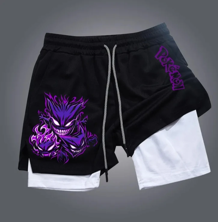 pokemon-autorizado-shorts-masculinos-versao-solta-anime-impressao-roxo-design-streetwear-verao-casual-verao