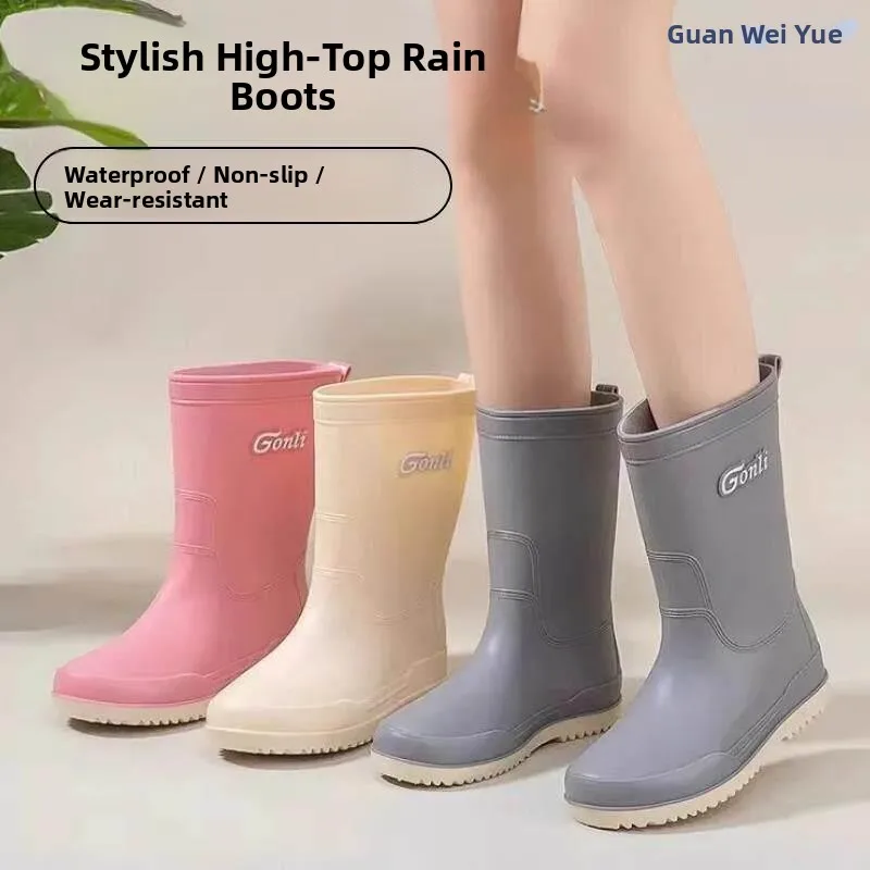 

Fashionable Summer Anti-Slip Waterproof Rain Boots Women's Kitchen Work Special Soft Bottom Shoes Cooking Water Shoes Rubber