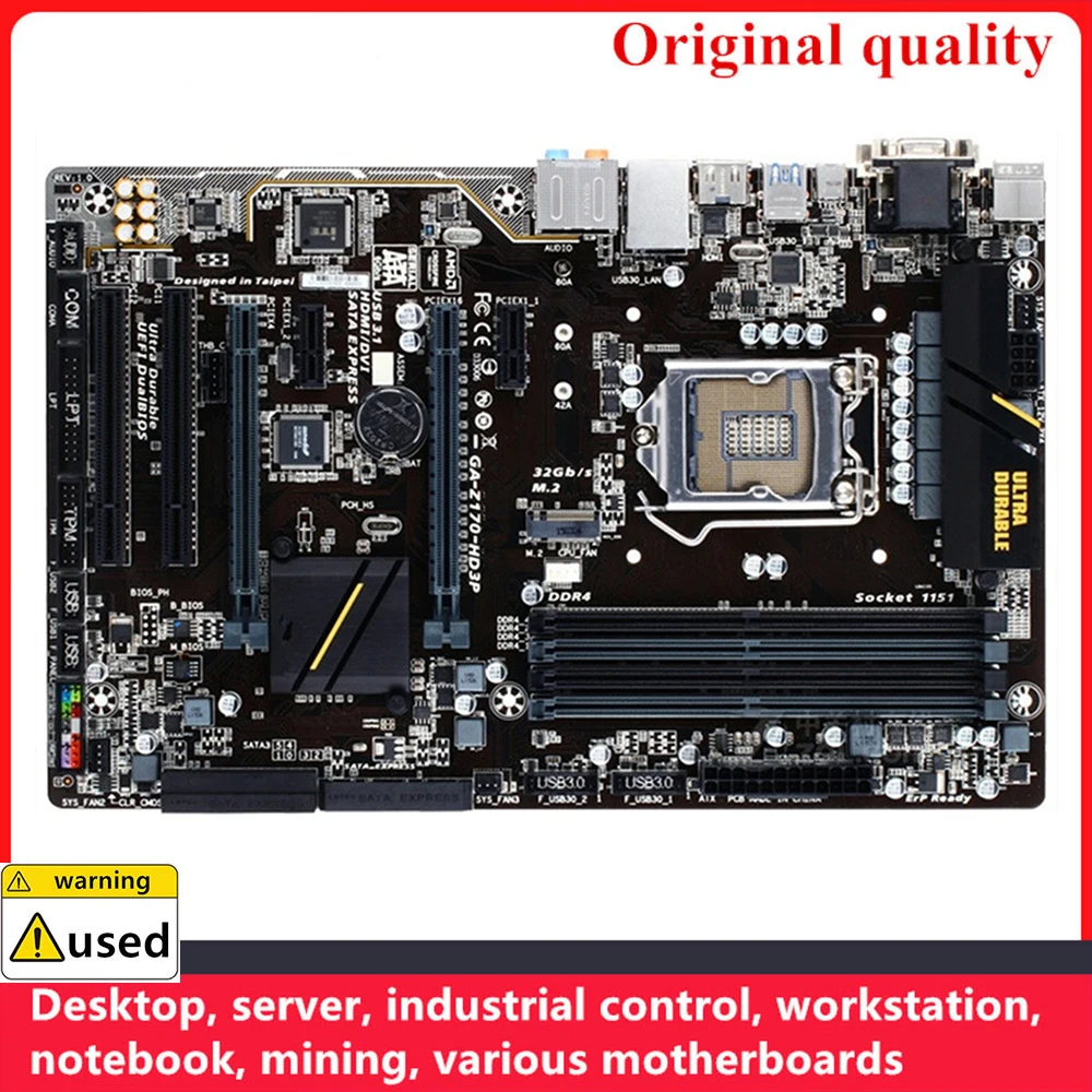 

For GA-Z170-HD3P Z170-HD3P Motherboards LGA 1151 DDR4 64GB Intel Z170 Overclocking Desktop Mainboard M.2 NVME SATA III