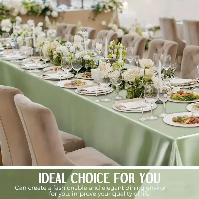 8-Pack Elegant Satin Tablecloths 259x145 Cm Rectangular Polyester Smooth Fabric Tablecloth for Party Wedding Banquets Decoration