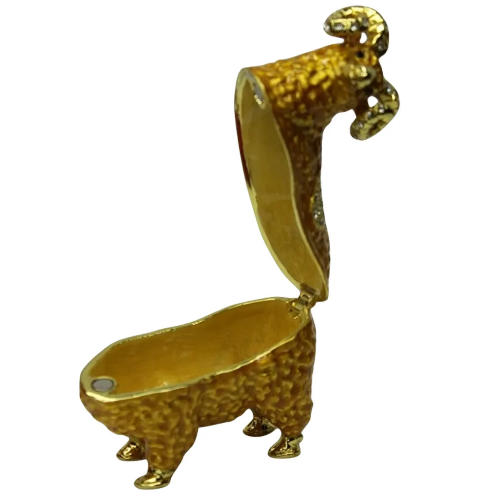 

Sheep Shaped Jewelry Box Enamel Trinket Storage Vintage Dresser Decor Rhinestone Alloy Organizer Desktop Accessories