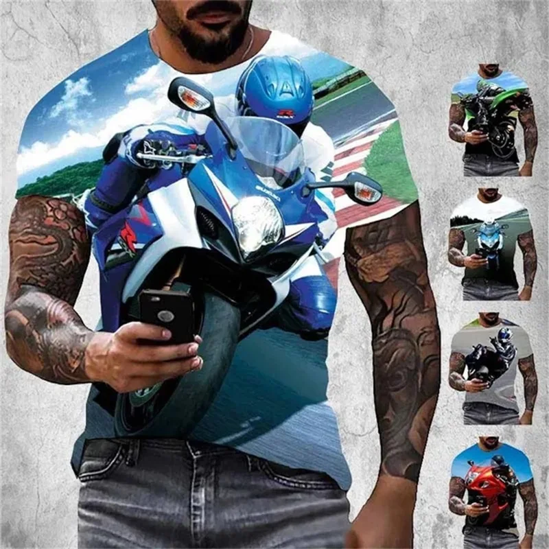 Cool Motorcycle Racing Graphics T-Shirt For Men 3D Printed Plus Size Men\'s T -Shirt Summer Short Sleeve Tee Tops Streetwear