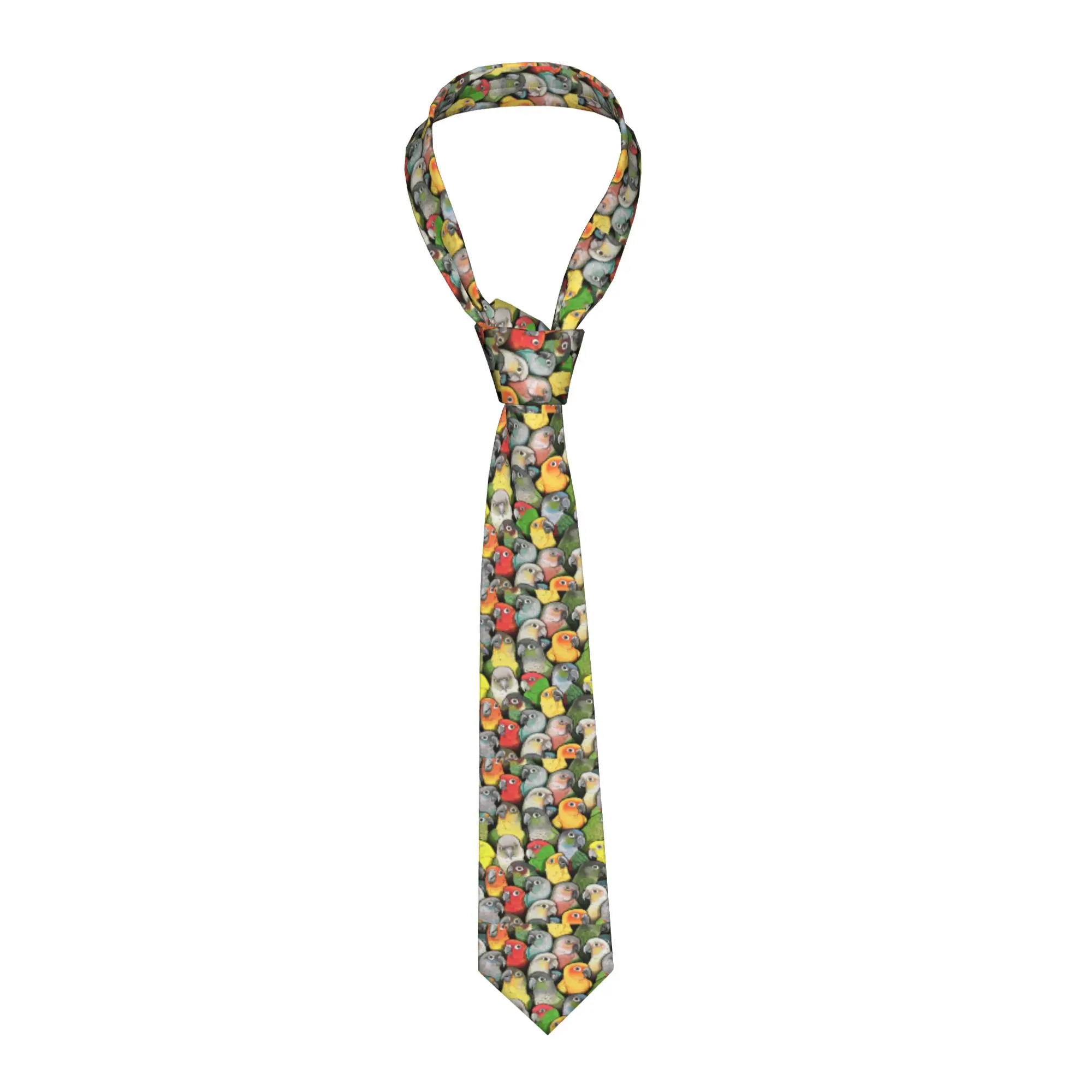

Персонализированные галстуки для мужчин с изображением попугаев конуров, шелковые, для свадьбы, в деловом стиле, милые, с цветным принтом