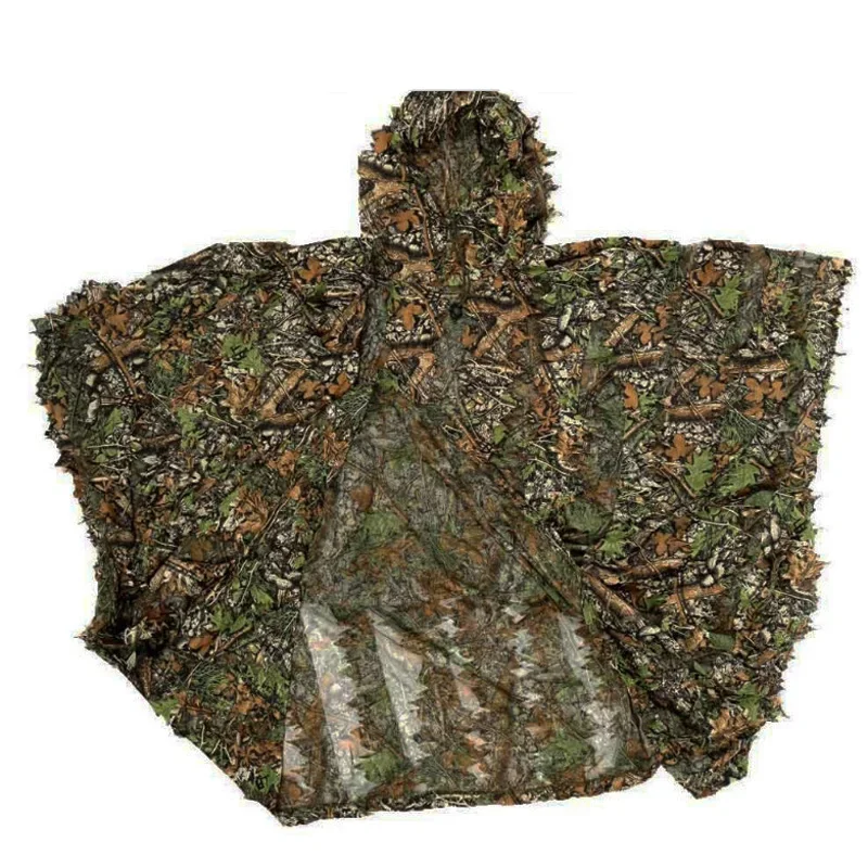 Cape de camouflage de chasse en cuir chevelu 3D, type poncho ouvert respirant, Yowie mesurillie, camsalomon, poncho d'observation des oiseaux, coupe-vent, équipement trempé de sniper