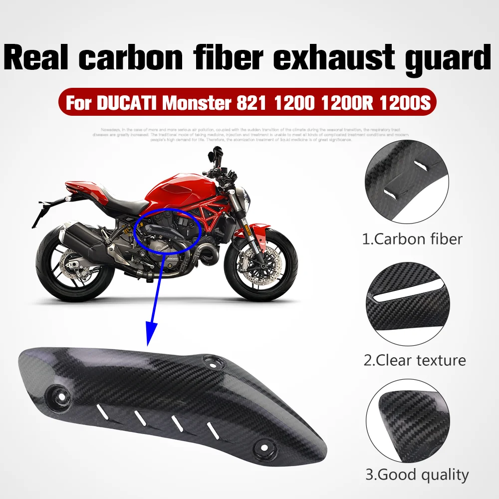 

Motorcycle Carbon Fiber Exhaust Link Pipe Heat Shield Cover Anti-Scalding Shell Guard For DUCATI Monster 821 1200 1200S 1200R