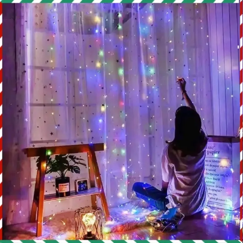 

USB Festoon Curtain Remote Garland Lamp Outdoot Garden Wedding Party Room Balcony Decoration LED Fairy Silver Wire String Lights