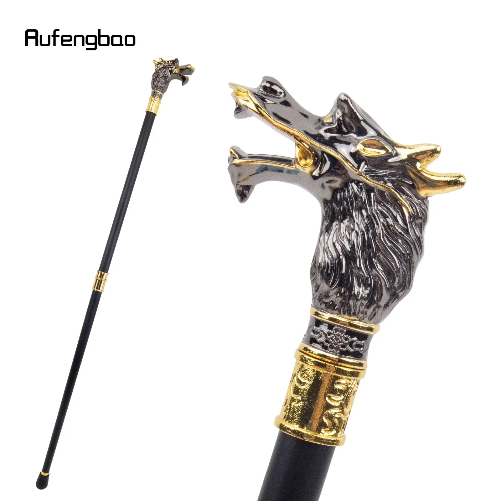 

Golden Black Luxury Dragon Head Walking Cane Fashion Decorative Walking Stick Gentleman Performance stage Cane 93cm