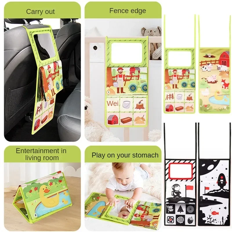 Jouet Sensoriel Miroir Noir et Blanc pour Nouveau-Né, Accessoire de Développement Montessori pour Bébé