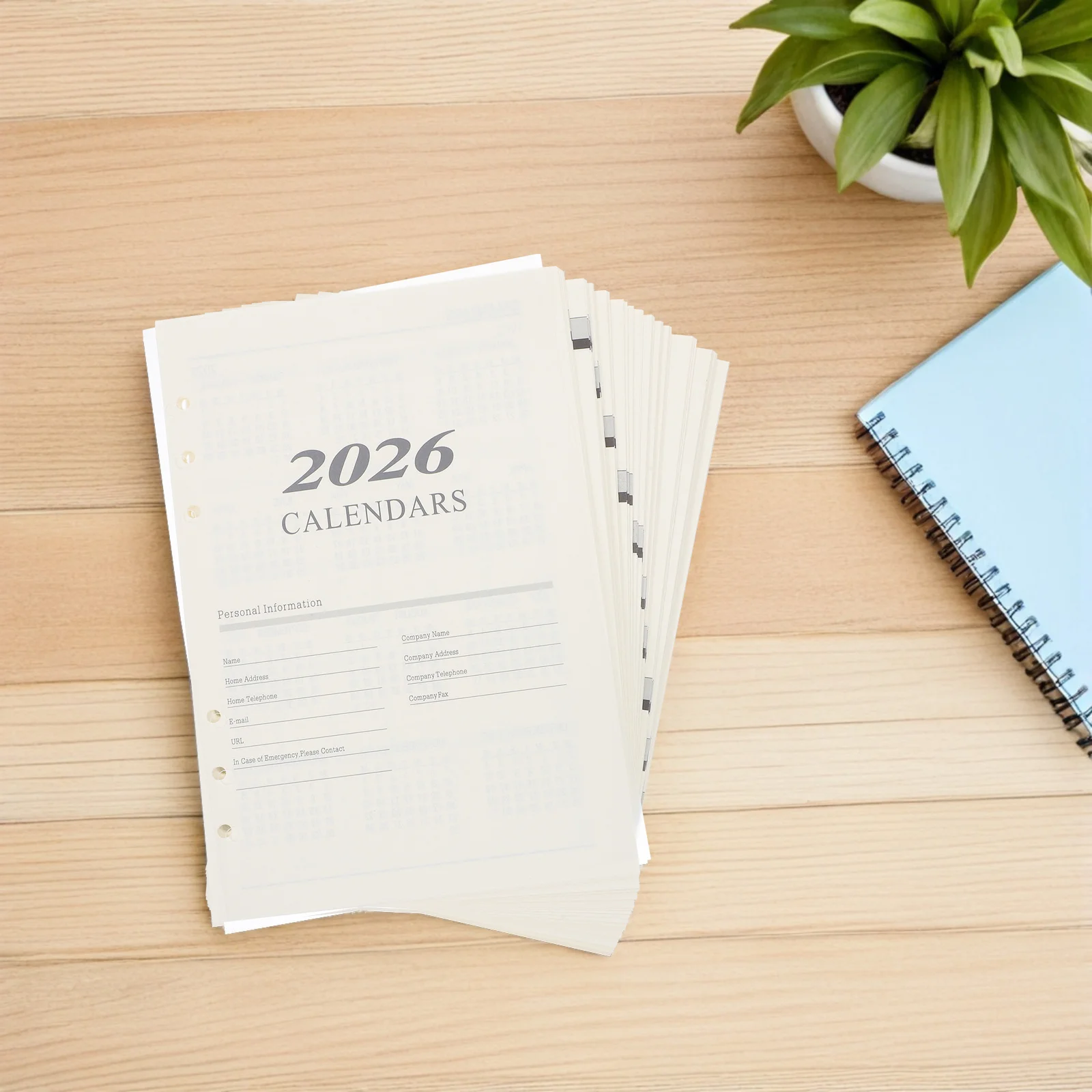 Monthly Planner Refills Loose Leaf Paper Inserts 6-Hole A5 Size Refillable Planner Pages Daily Agenda Sheets 2026 Inserts