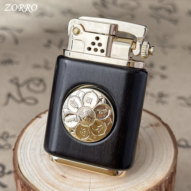 ZORRO Bronze Rocker Sandalwood Lighter Retro Rocker Kerosene Lighter Decompression Turntable Men's Collection Gift