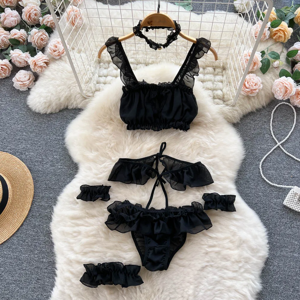 

Women Sexy Hotsweet Pajamas Suits Erotic Maid Uniform Cosplay Costume Bodycon Casual Fashion 5 Pieces Sleepwear Sets