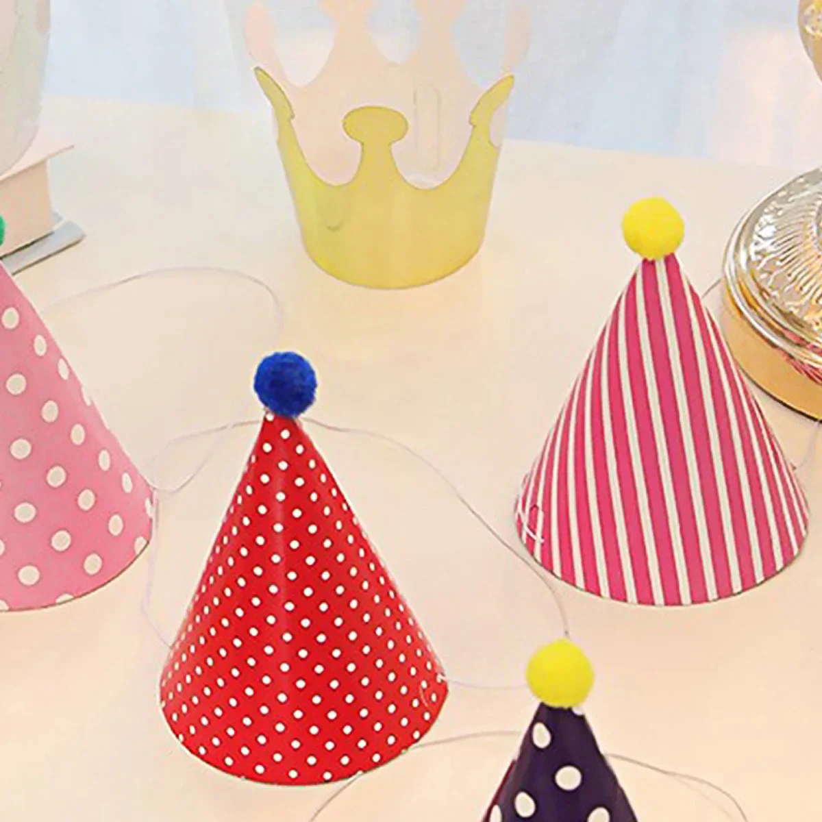 11Pcs/Bag Happy Birthday Party Hats Polka Dot DIY Handmade Cap Crown for Kids Birthday Party Photo Props Baby Shower Decoration