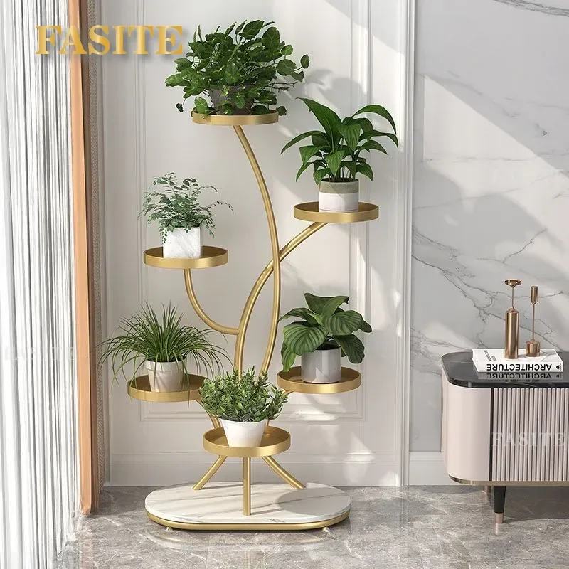 For Living Room Balcony Wrought Iron Flower Rack Floor to Ceiling Multi Layer Succulent Plant Stand with Universal Wheels