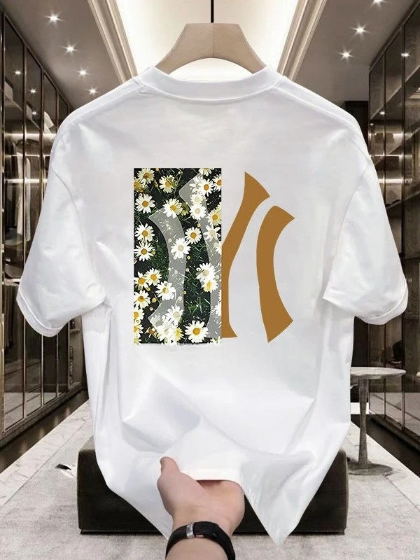 

Американская хлопковая футболка с коротким рукавом, мужская и женская летняя футболка, свободная легкая роскошная блузка с круглым воротником, повседневная рубашка с коротким рукавом