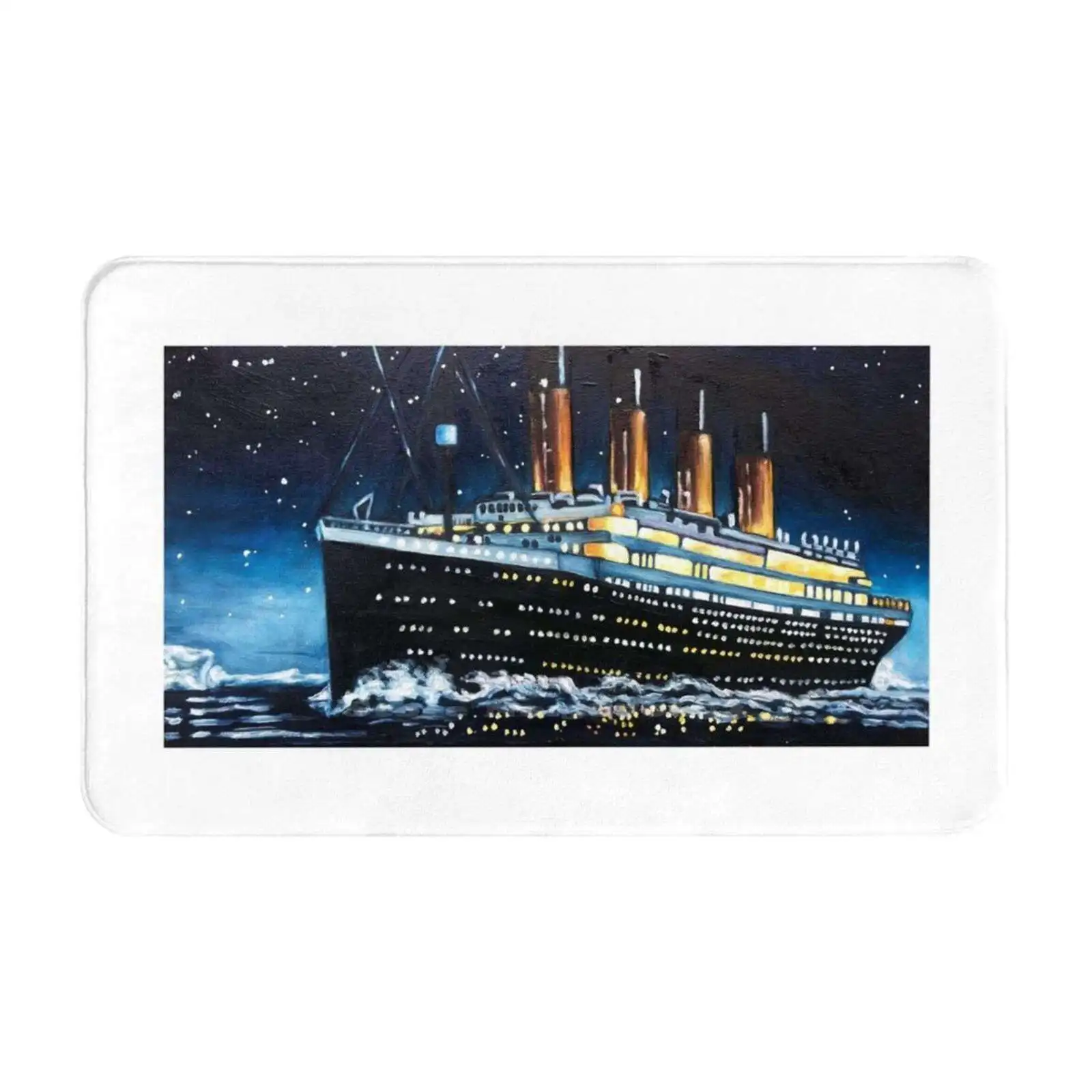 Titanic Comfortable Door Mat Rug Carpet Foot Pad Titanic Ships Never Let Go Rose And Jack Atlantic Ocean Night Oil Painting