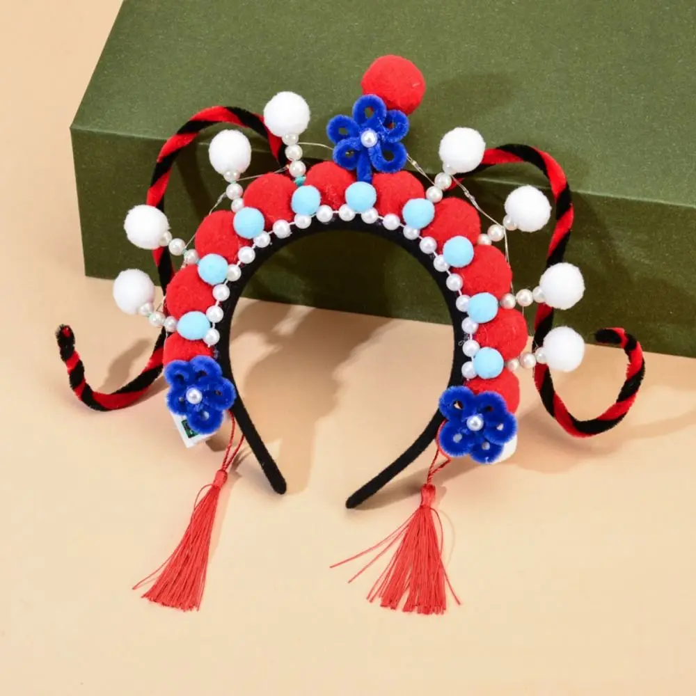 

Chinese Style Red New Year Gift Festivel Headband Tassel Head Hoop Head Buckle Peking Opera Headwear