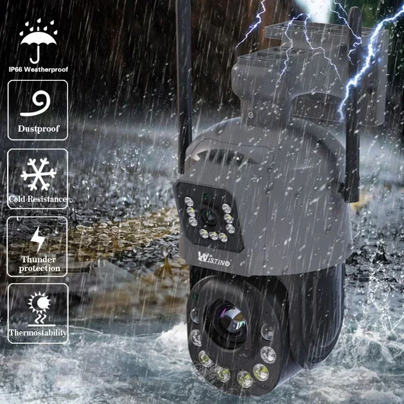 Wistino 6k Icsee 50x ซูมไร้สาย 4G กล้องวงจรปิด Night Vision เสียงน่ากลัวกล้องเครือข่ายกันน้ํากลางแจ้ง