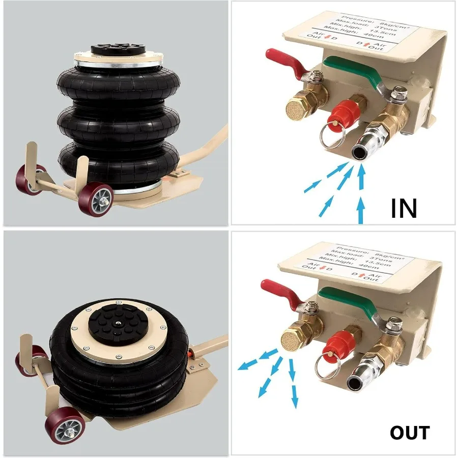 3 Ton Air Jack for Cars & Trucks - 6600LBS Capacity Pneumatic Airbag Jack with Long-Handle, Fast Lifting up to 16 Inch for Cars,