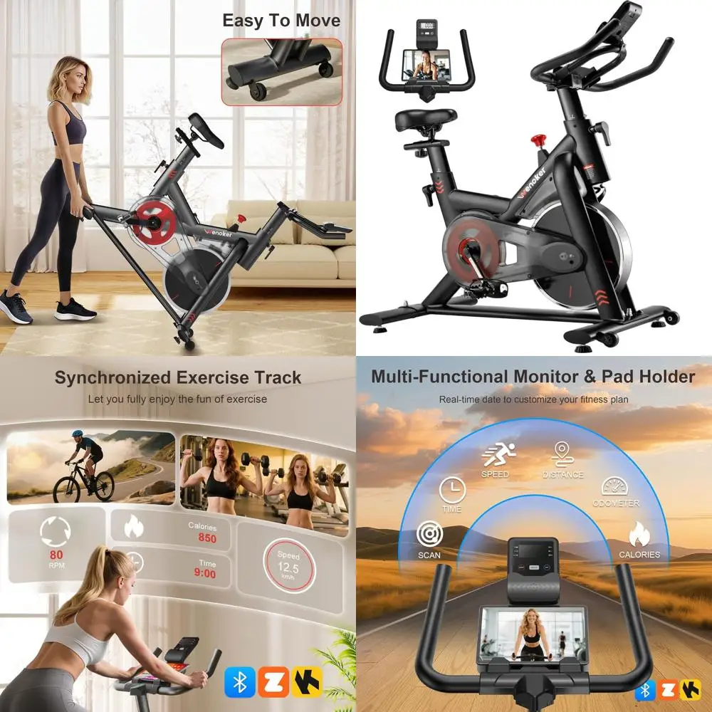 

Indoor Cycling Bike 350LB Capacity with App Sync, Quiet Operation, Adjustable Seat, and LCD Monitor