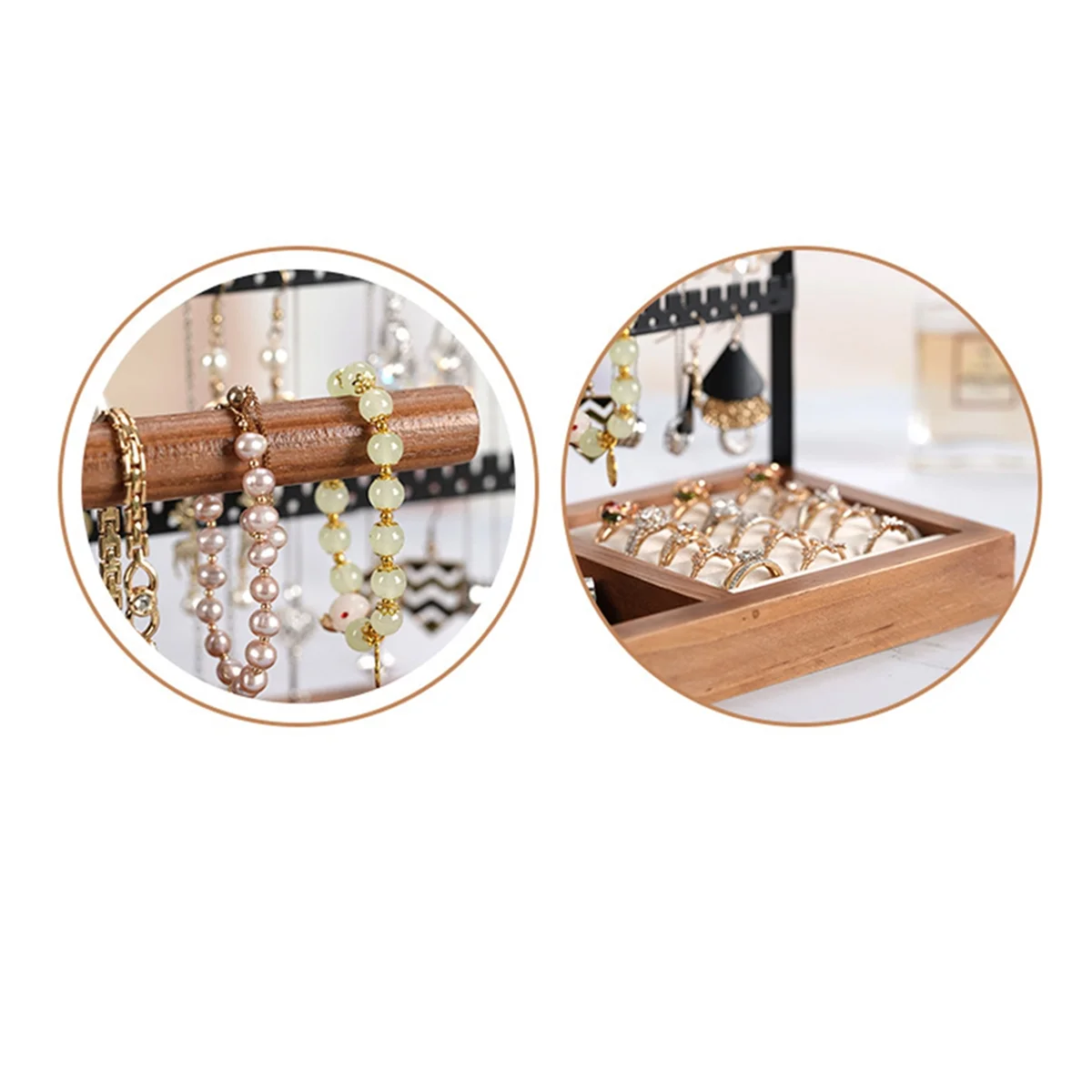 

New Jewelry Rack Wooden Velvet Ring Storage Box Bracelet Necklace Jewelry Display Rack Earrings Rack for Jewelry Storage