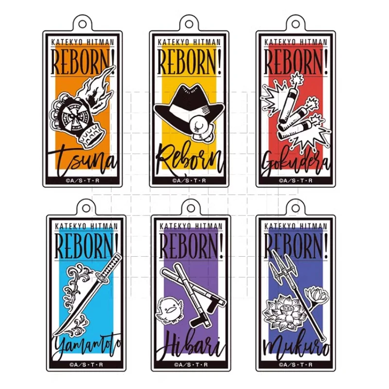 Game Tsuna Hibari Mukuro Squalo Belphegor Gokudera Keychain Doll Anime Acrylic Keyring Pendant for Gift