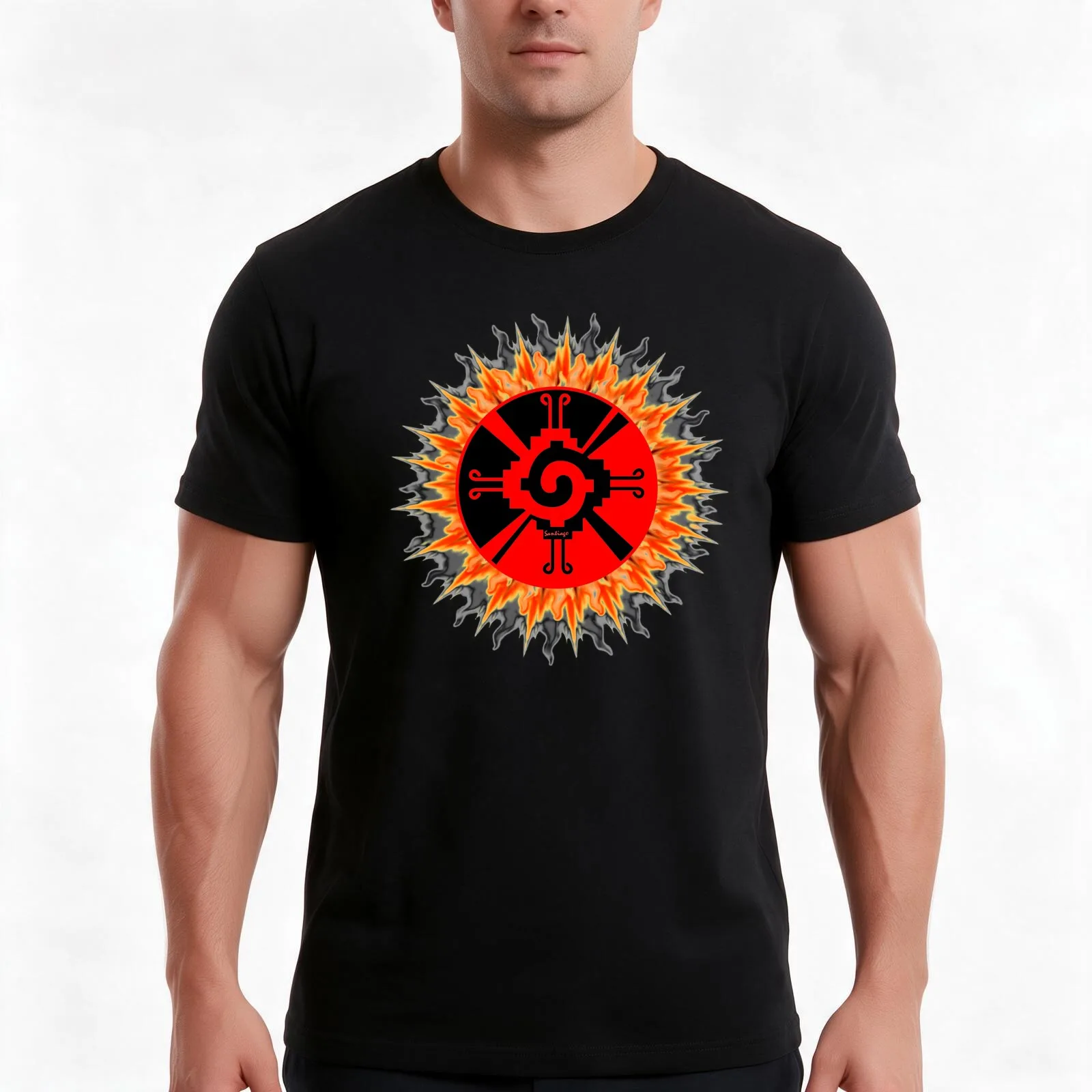 Maya Design and Sun (Ver 1.4) - The Hunab Ku - The One God T-Shirt, Summer Casual Cotton Tee, Oversized Streetwear Tops
