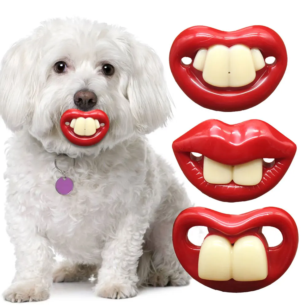 1PCS Funny Dog Pacifier Silicone Buckteeth Pacifier for Small Dog Red Lips Cat Dog Muzzle Puppies Dental Health Pet Supplies