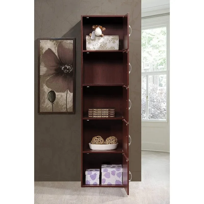 

HODEDAH Door Bookcase Cabinet, MahoganySlim and versatile design