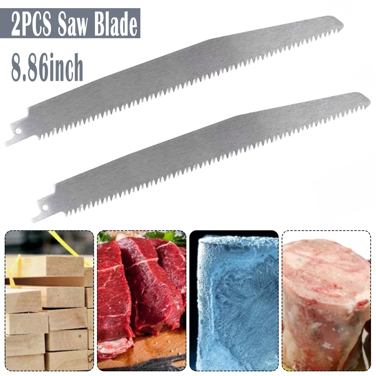 

2PCS Reciprocating Saw Blade 9 inch Food Grade Stainless Steel Saw Blade Multifunction For Cutting Pork cubes Ice Cubes / Wood