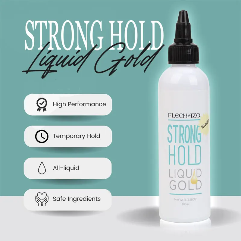 2Packs Strong Hold Liquid Gold 100Ml Clear Lace Melting Glue Dry Fast Wig Install Glue Hair Adhesive Gel Beginner Friendly