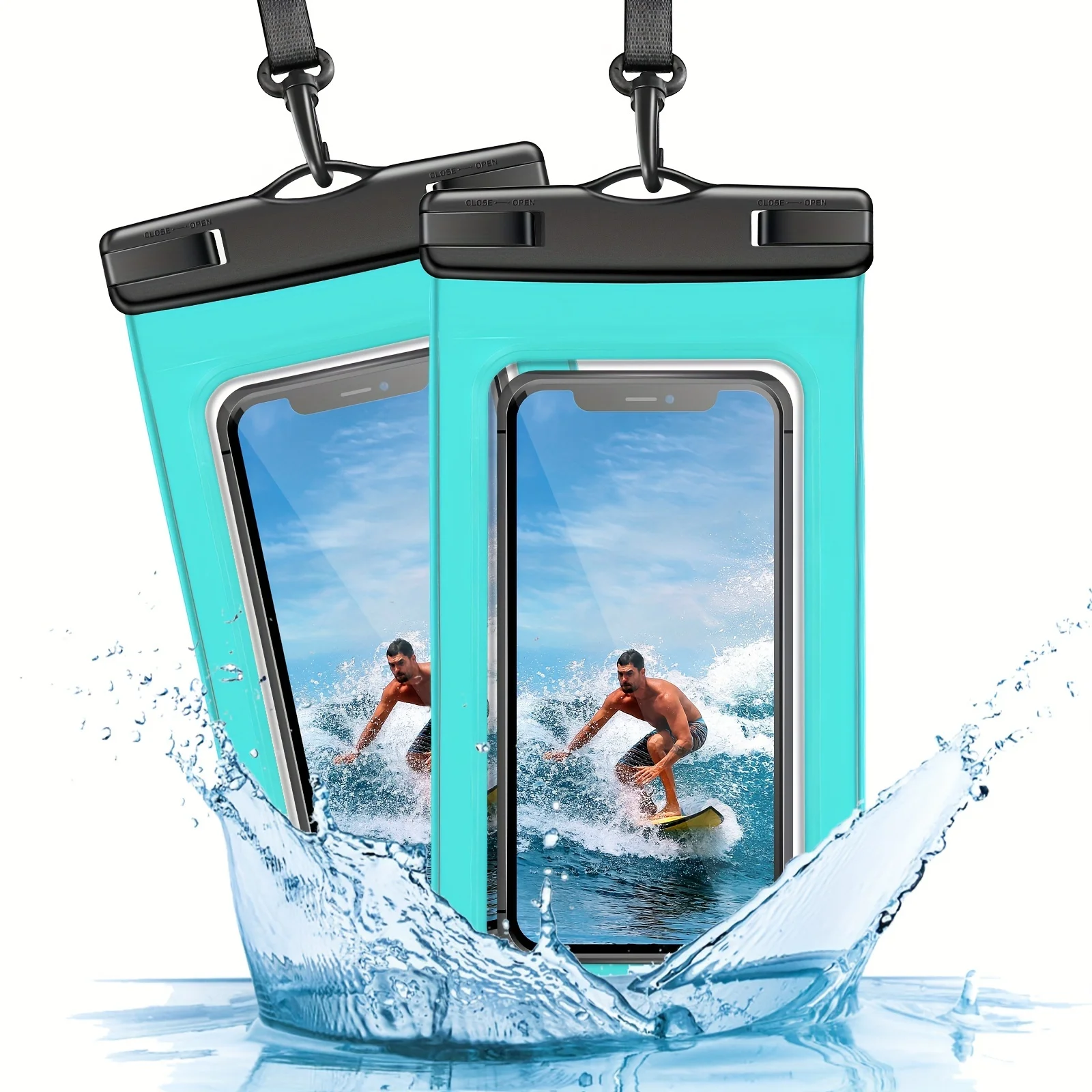 

2pcs Waterproof Phone Pouch, Universal Waterproof Phone Case With Lanyard For 15/14/13/12/12 Pro Max/ 21 Up To 7.5", Waterproof