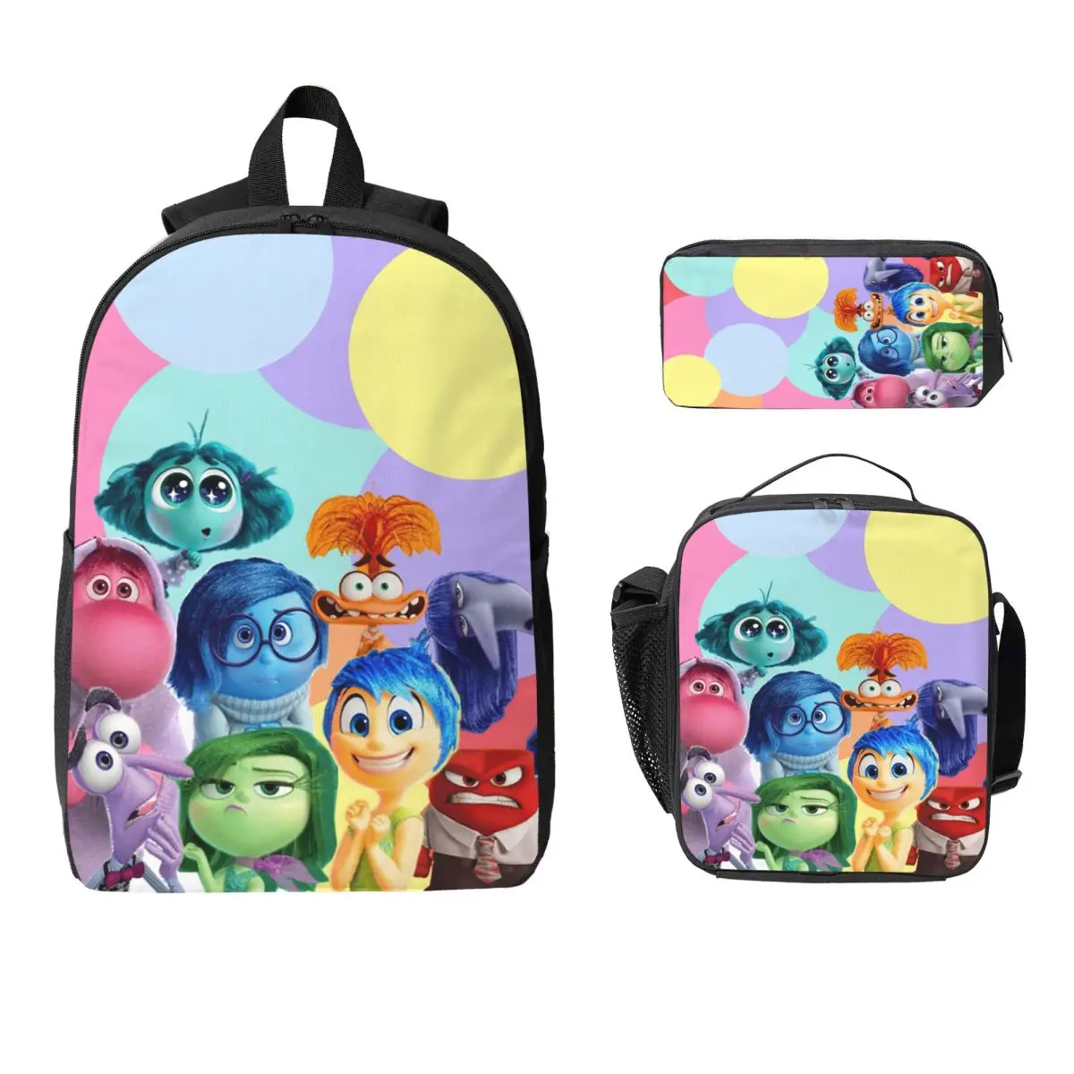 

Inside Out Character Cartoon Backpack Boys Girls BookBag School Bag Computer Shoulder Bags 3ps Insulated Lunch Bag Pencil Case