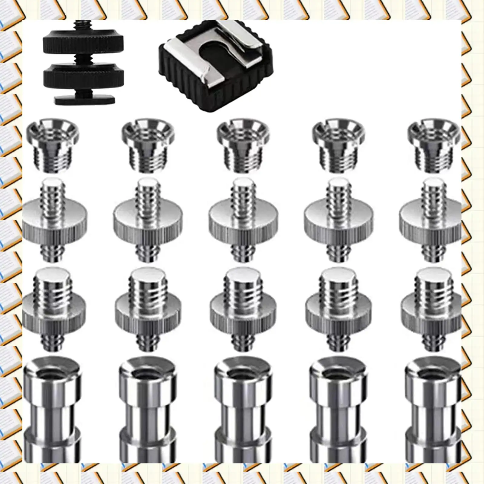 A14M 22 Pcs Camera Screw Mount Set 1/4 To 3/8 Camera Tripod Screw Adapter,1/4 To 1/4 Screw,Camera Hot Shoe Mount Adapter