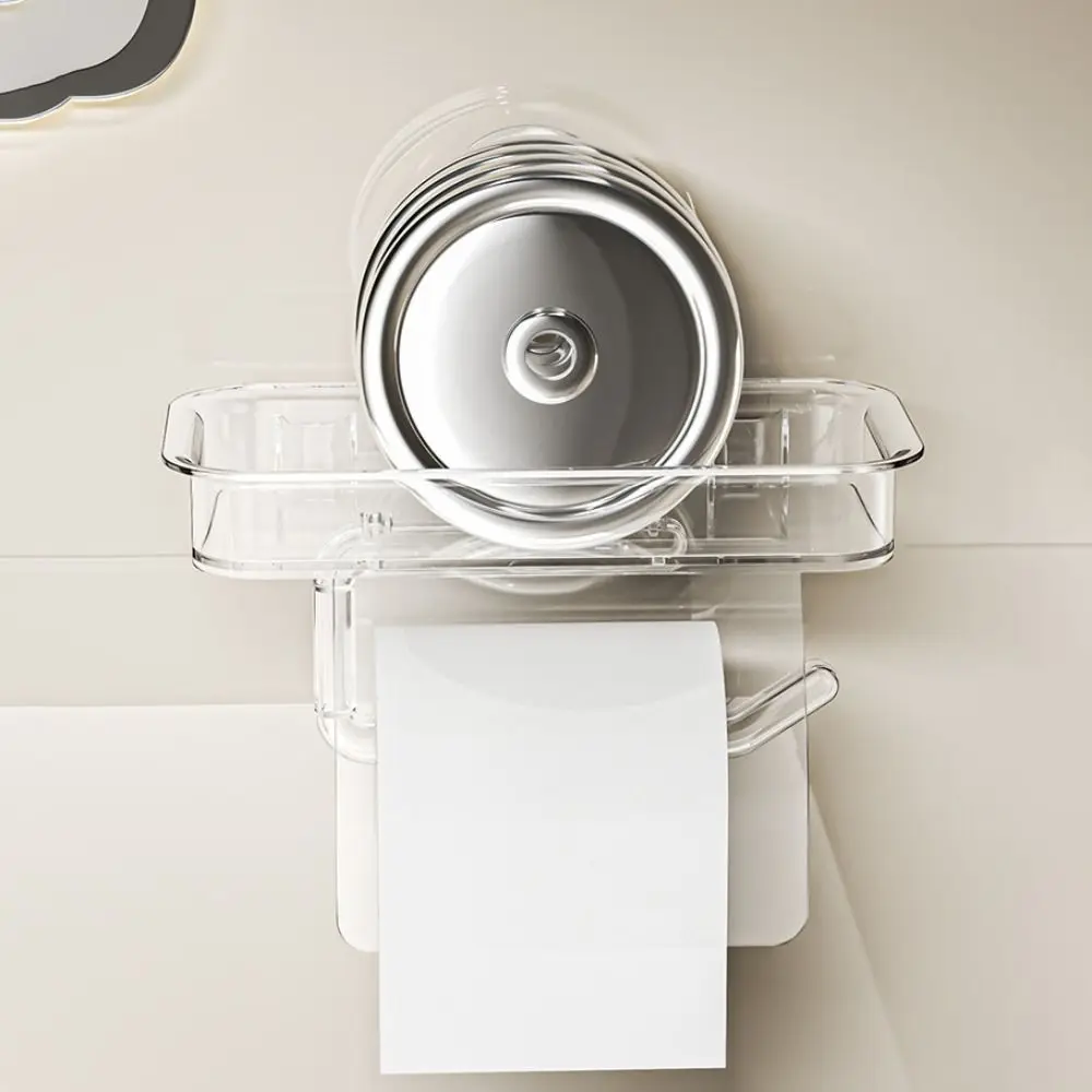 

Настенный держатель для салфеток на присоске, многоразовый, без сверления, для ванной комнаты, из ПЭТ+АБС, водонепроницаемый, для туалетной бумаги, для отелей