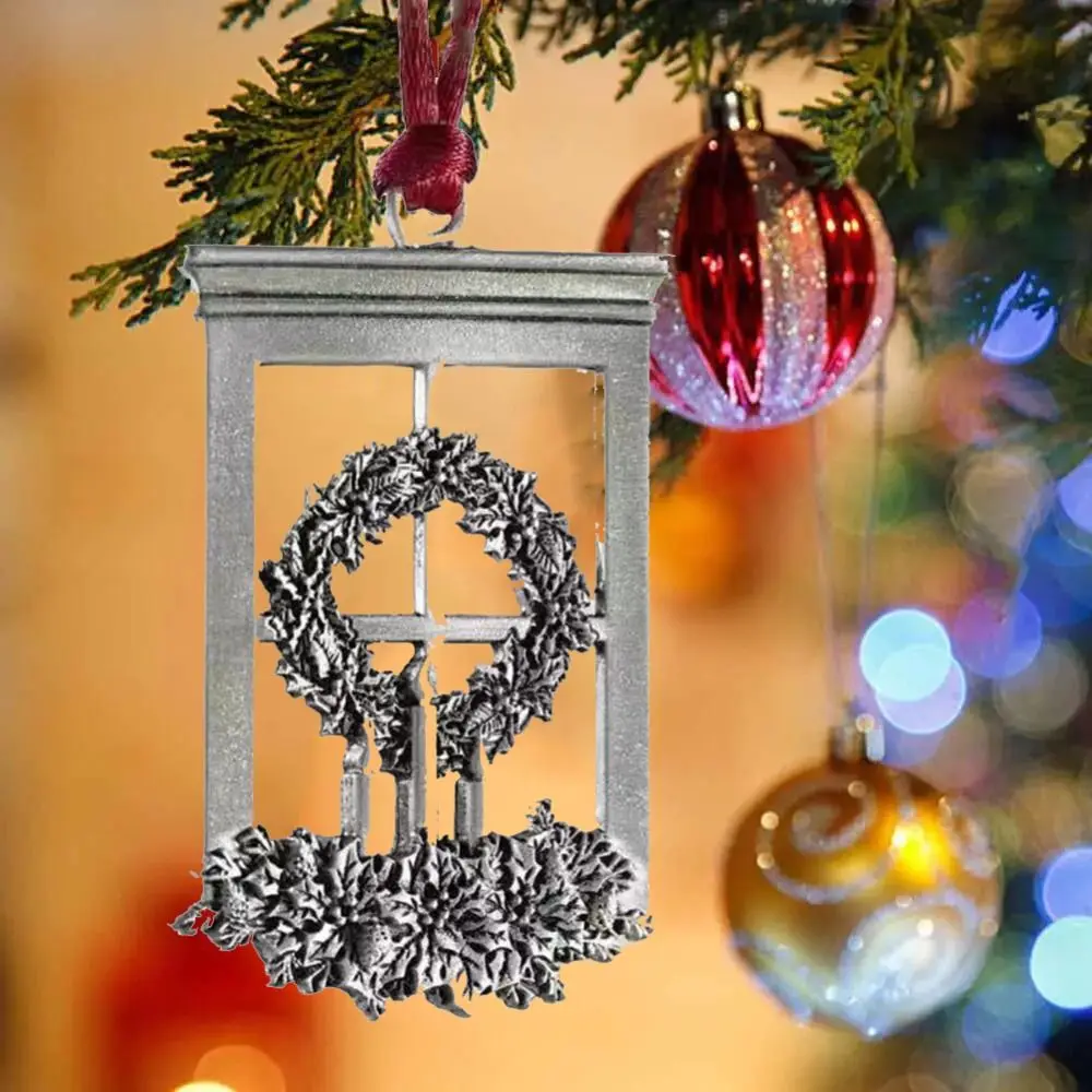 

Double-Sided Metal Snowman Pendant Santa Claus Snowflake Solid Pewter Christmas Tree Ornament with Red Rope Hanging