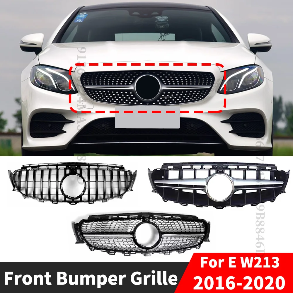 Front Inlet Bumper Grille Hood Grill Mesh For Mercedes W213 C238 A238 Benz E E200 E260 E300 2016-2020 Sport GT Diamond E63 Style