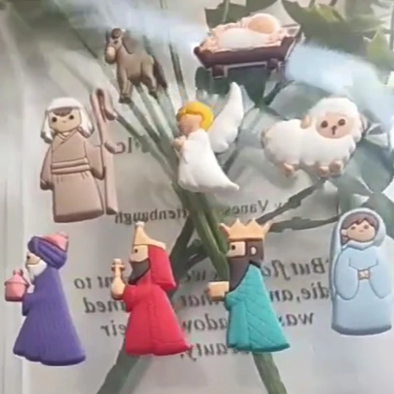 9Pcs/Set Christmas PVC Mini Cartoon Statue Used For Refrigerator Magnets Making DIY Accessories