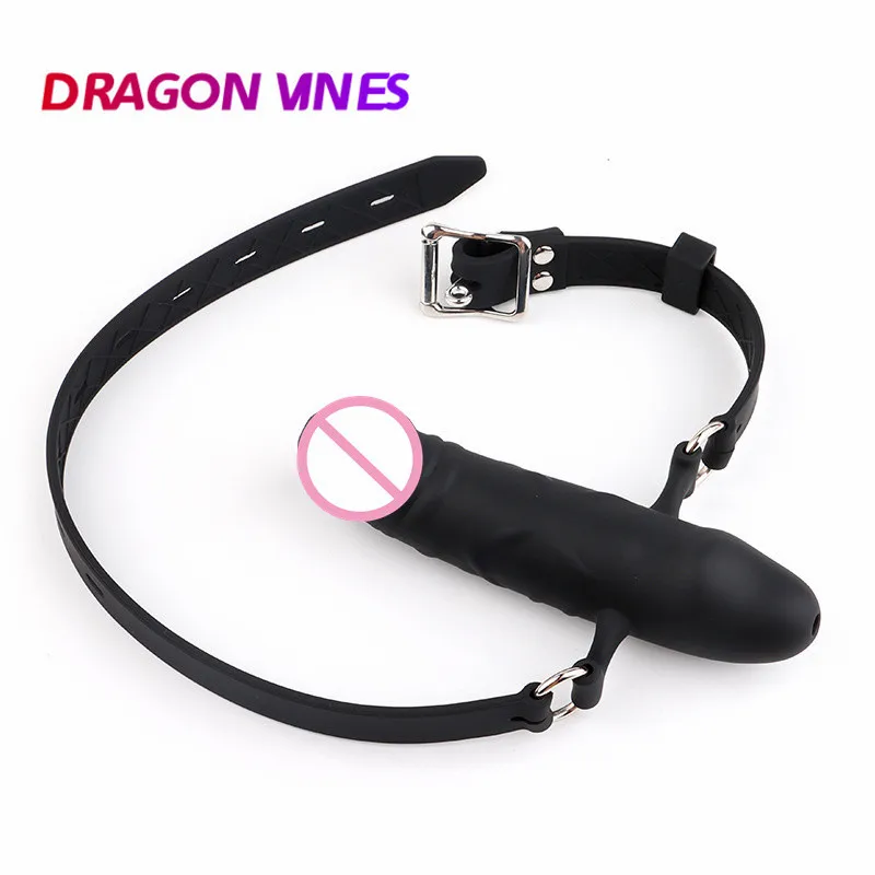 Silicone Open Mouth Gag Dildo Oral Fixation Strap On Slave Harness Bondage Erotic Goods For Adult Sex Toys For Couple Bdsm Games