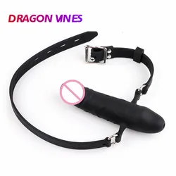 Silicone bocca aperta Gag Dildo cinghia di fissazione orale su Slave Harness Bondage beni erotici per adulti giocattoli del sesso per coppia Bdsm giochi