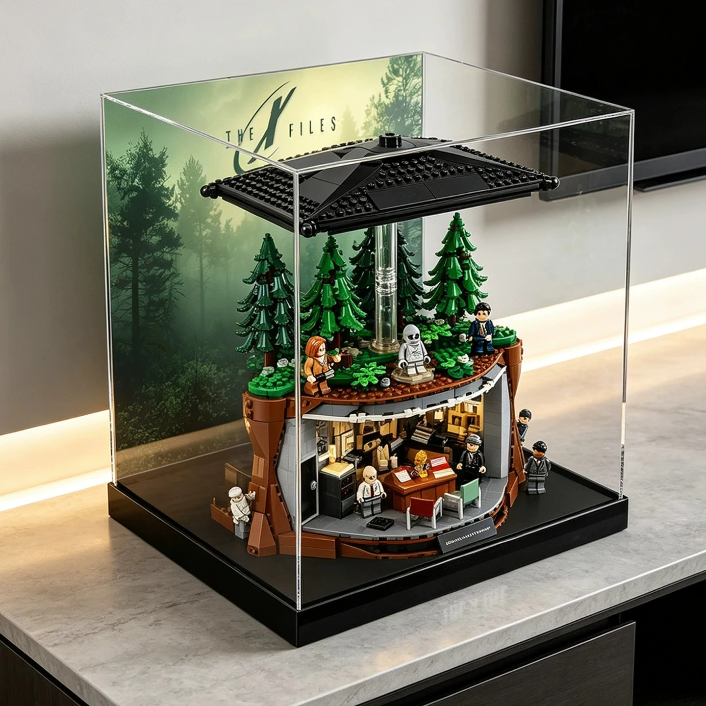 Display Case for LEGO 21369 X-Files, High-Clarity Acrylic Dust Cover, Storage Box for Building Block Model Figurine Ornaments