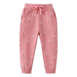 Jumping Meters New Arrival Flowers Print Drawstring Boys Girls Sweatpants Full Length Children's Clothes Trousers Pants Animals