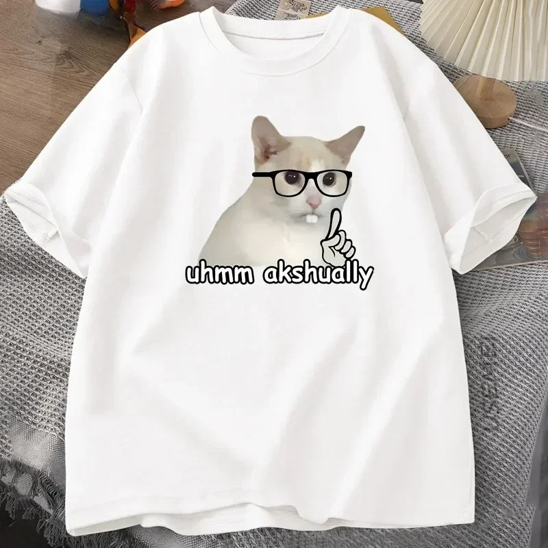 

Fun cat pattern printed T-shirt Harajuku casual 100% cotton round-neck summer men's fashion T-shirt cat lover T-shirt