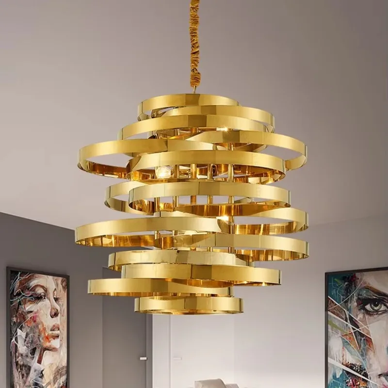 

Postmodern art personalized living room dining room creative lamp, Nordic simple model room decorative stainless steel metal